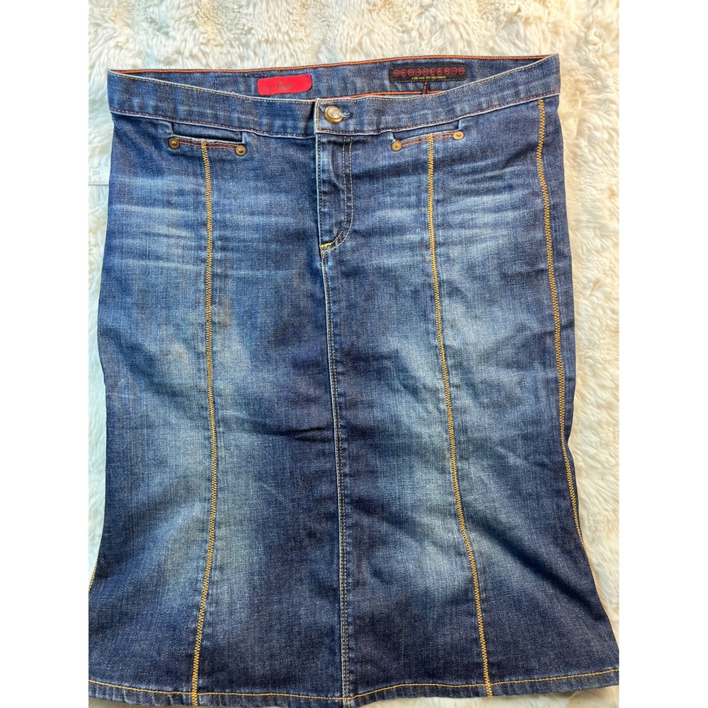 AG Adriano Goldschmied The Grace Denim Skirt Blue Contrast Sz 29 made in USA A38